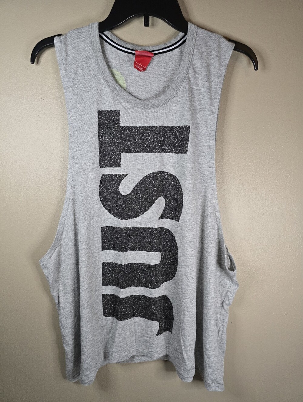 Nike Just Do It Muscle Tank Top T-Shirt Size Large Workout Logo Gray